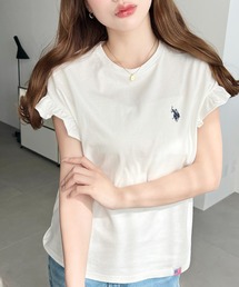 moment+別注【U.S.POLO ASSN.】ワンポイント刺繍ショルダーフリルTシャツ