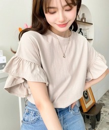 moment+別注【U.S.POLO ASSN.】ワンポイント刺繍ショルダーフリルTシャツ