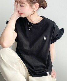 moment＋別注【U.S.POLO ASSN.】ワンポイント刺繍ショルダーフリルTシャツ