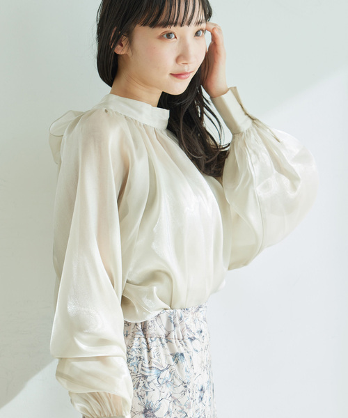 Jayro(ジャイロ)の「バックリボンブラウス(シャツ/ブラウス・レディース・ベージュ/ホワイト系その他/チャコールグレー・M)」の9枚目の写真