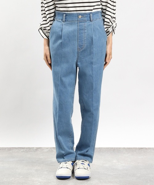 GLOBAL WORK Smile Seed Store（グローバルワーク スマイルシードストア）の「デニムタックテーパードパンツ/977003（デニムパンツ・レディース・ブルー系その他3/ブラック/ブルー系その他5/アイボリー・LARGE/X-LARGE/SMALL/MEDIUM）」の22枚目の写真