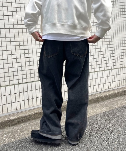 NO NEED（ノーニード）の「ワイドストレート デニムパンツ / セットアップ可能（デニムパンツ・メンズ・ブラック/ブルー/ホワイト・L/M）」の22枚目の写真