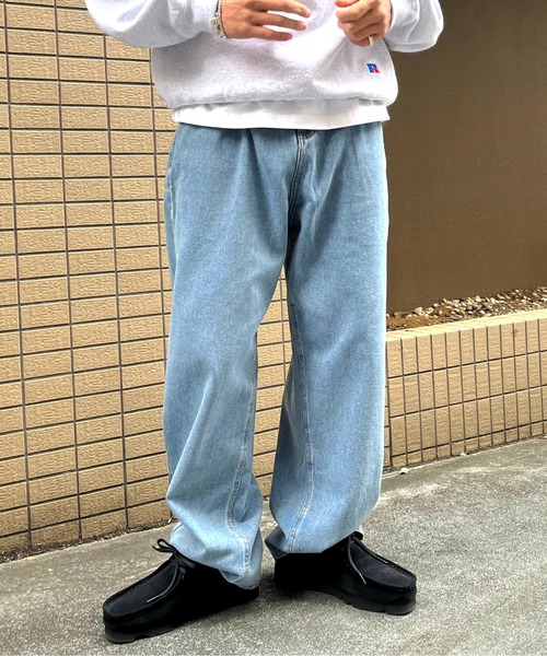 NO NEED（ノーニード）の「ワイドストレート デニムパンツ / セットアップ可能（デニムパンツ・メンズ・ブラック/ブルー/ホワイト・L/M）」の4枚目の写真