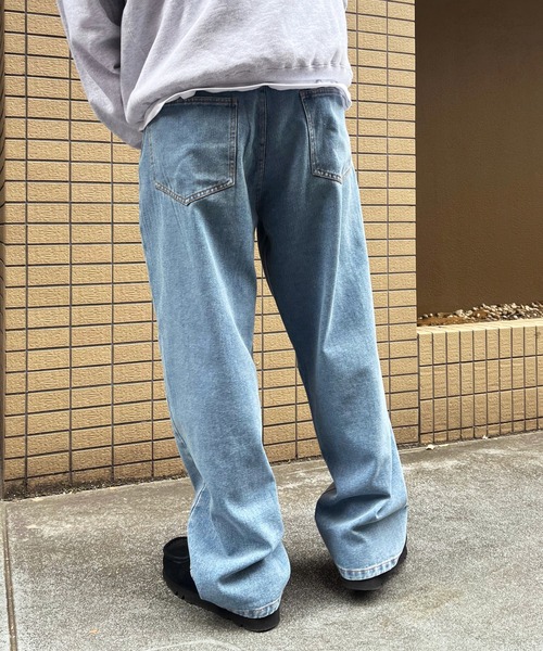 NO NEED（ノーニード）の「ワイドストレート デニムパンツ / セットアップ可能（デニムパンツ・メンズ・ブラック/ブルー/ホワイト・L/M）」の6枚目の写真