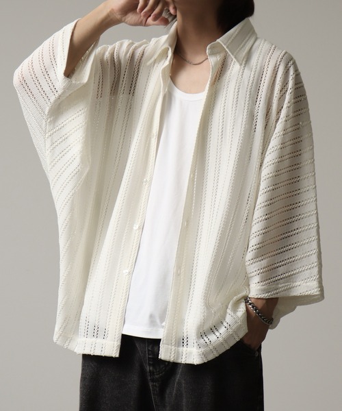 welise（ウェライズ）の「【welise/ウェライズ】リッチレースファブリック オーバーシアードルマンシャツ（シャツ/ブラウス・メンズ・ブラック/オフホワイト/ホワイト系その他/ブラック系その他・L/M/S）」の18枚目の写真