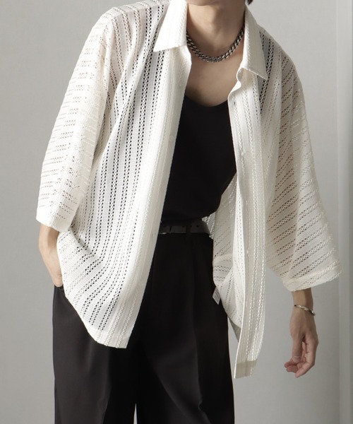 welise（ウェライズ）の「【welise/ウェライズ】リッチレースファブリック オーバーシアードルマンシャツ（シャツ/ブラウス・メンズ・ブラック/オフホワイト/ホワイト系その他/ブラック系その他・L/M/S）」の13枚目の写真