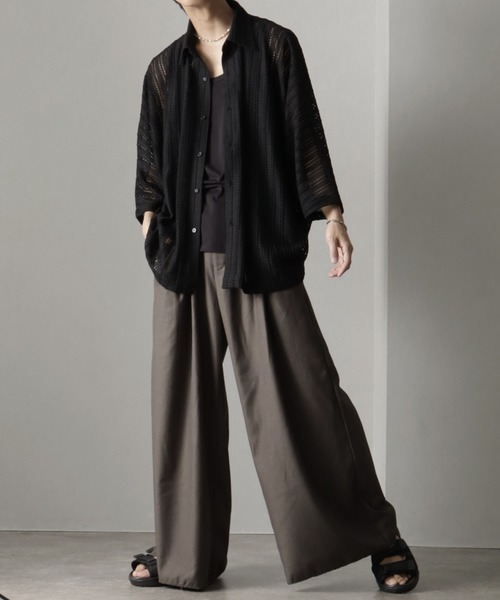 welise（ウェライズ）の「【welise/ウェライズ】リッチレースファブリック オーバーシアードルマンシャツ（シャツ/ブラウス・メンズ・ブラック/オフホワイト/ホワイト系その他/ブラック系その他・L/M/S）」の11枚目の写真