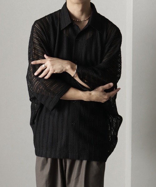 welise（ウェライズ）の「【welise/ウェライズ】リッチレースファブリック オーバーシアードルマンシャツ（シャツ/ブラウス・メンズ・ブラック/オフホワイト/ホワイト系その他/ブラック系その他・L/M/S）」の19枚目の写真