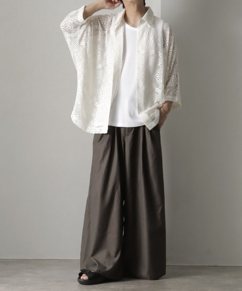 welise（ウェライズ）の「【welise/ウェライズ】リッチレースファブリック オーバーシアードルマンシャツ（シャツ/ブラウス・メンズ・ブラック/オフホワイト/ホワイト系その他/ブラック系その他・L/M/S）」の20枚目の写真