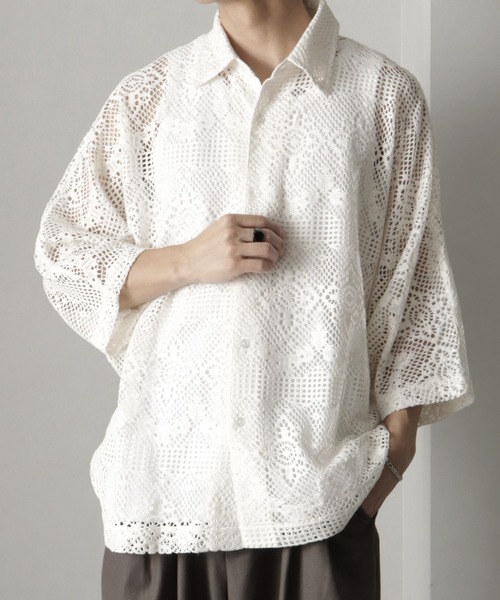 welise（ウェライズ）の「【welise/ウェライズ】リッチレースファブリック オーバーシアードルマンシャツ（シャツ/ブラウス・メンズ・ブラック/オフホワイト/ホワイト系その他/ブラック系その他・L/M/S）」の22枚目の写真