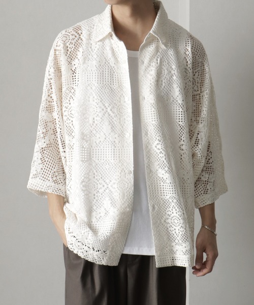 welise（ウェライズ）の「【welise/ウェライズ】リッチレースファブリック オーバーシアードルマンシャツ（シャツ/ブラウス・メンズ・ブラック/オフホワイト/ホワイト系その他/ブラック系その他・L/M/S）」の21枚目の写真