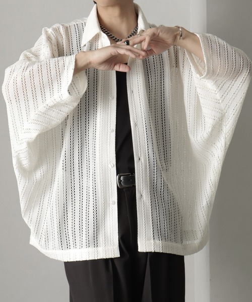 welise（ウェライズ）の「【welise/ウェライズ】リッチレースファブリック オーバーシアードルマンシャツ（シャツ/ブラウス・メンズ・ブラック/オフホワイト/ホワイト系その他/ブラック系その他・L/M/S）」の15枚目の写真