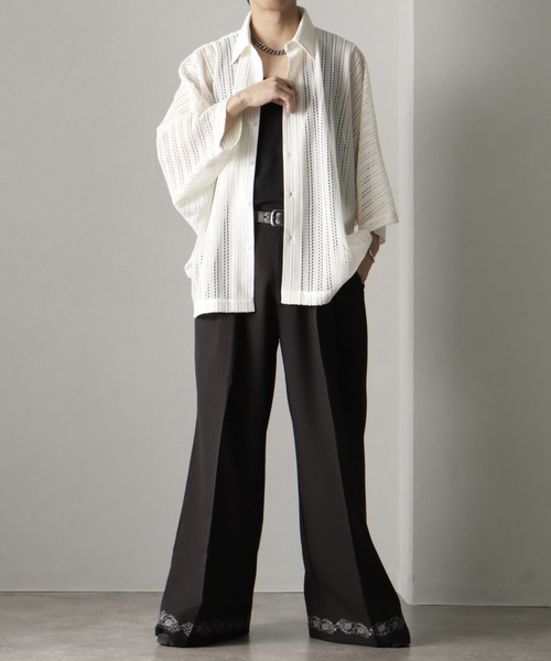 welise（ウェライズ）の「【welise/ウェライズ】リッチレースファブリック オーバーシアードルマンシャツ（シャツ/ブラウス・メンズ・ブラック/オフホワイト/ホワイト系その他/ブラック系その他・L/M/S）」の17枚目の写真