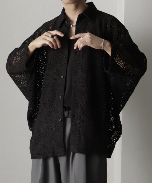 RISLEY フードのパンチ穴.ベージュ色ドルマンスリーブジャケット