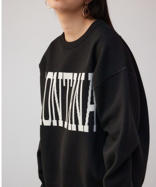 AZUL by moussy(アズールバイマウジー)の「アソートロゴスポンディッシュニット(ニット/セーター・レディース・ブルー/ブラック/ライトグレー・FREE)」の2枚目の写真