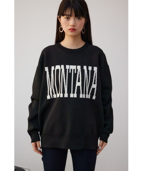 AZUL by moussy(アズールバイマウジー)の「アソートロゴスポンディッシュニット(ニット/セーター・レディース・ブルー/ブラック/ライトグレー・FREE)」の8枚目の写真