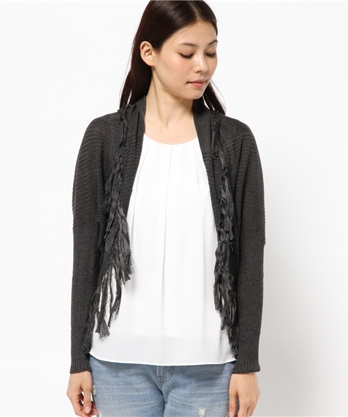 PAPILLONNER（パピヨネ）の「フリンジカーデ（カーディガン/ボレロ・レディース・チャコールグレー/ブラウン・FREE）」の8枚目の写真