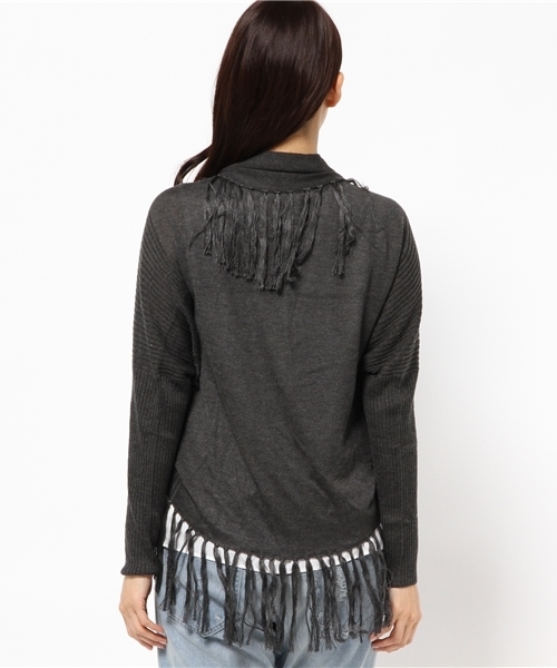 PAPILLONNER（パピヨネ）の「フリンジカーデ（カーディガン/ボレロ・レディース・チャコールグレー/ブラウン・FREE）」の10枚目の写真