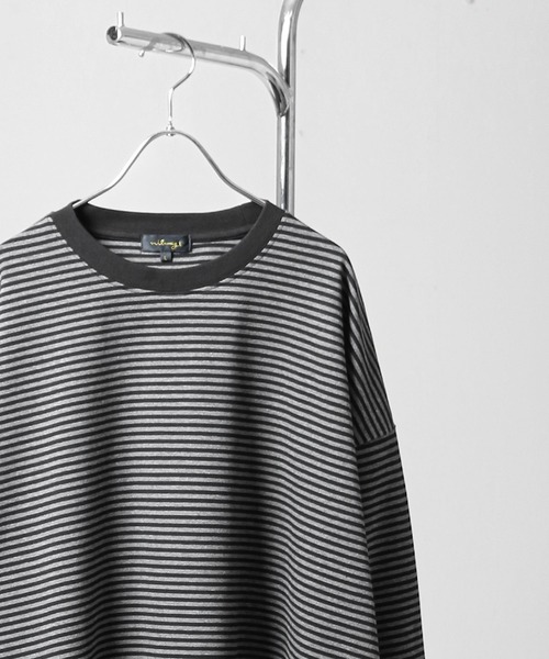 NILWAY（ニルウェイ）の「バルーンスリーブボーダーロングTシャツ/ ロンT（Tシャツ/カットソー・メンズ・グリーン/ライトグレー/ブラック/ネイビー・LARGE/MEDIUM）」の12枚目の写真