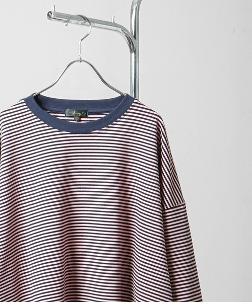 NILWAY（ニルウェイ）の「バルーンスリーブボーダーロングTシャツ/ ロンT（Tシャツ/カットソー・メンズ・グリーン/ライトグレー/ブラック/ネイビー・LARGE/MEDIUM）」の8枚目の写真