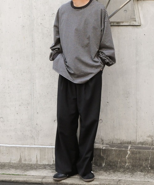 NILWAY（ニルウェイ）の「バルーンスリーブボーダーロングTシャツ/ ロンT（Tシャツ/カットソー・メンズ・グリーン/ライトグレー/ブラック/ネイビー・LARGE/MEDIUM）」の16枚目の写真