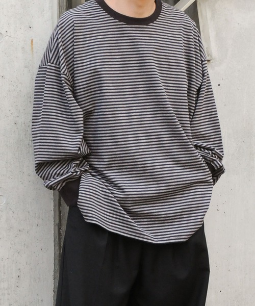 NILWAY（ニルウェイ）の「バルーンスリーブボーダーロングTシャツ/ ロンT（Tシャツ/カットソー・メンズ・グリーン/ライトグレー/ブラック/ネイビー・LARGE/MEDIUM）」の18枚目の写真