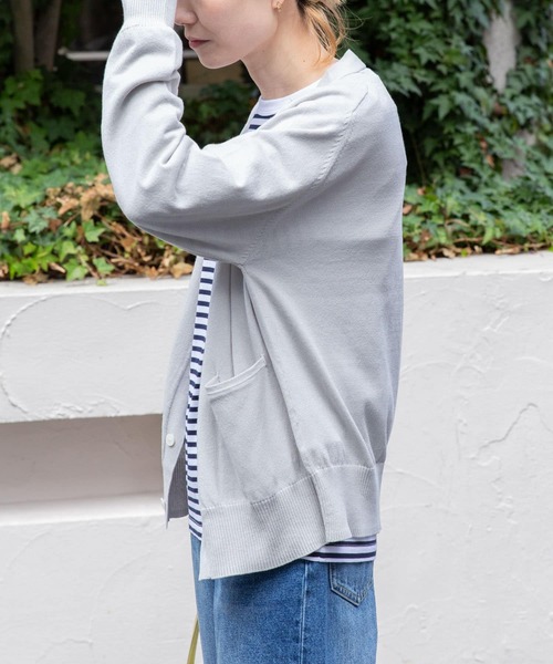 FORK&SPOON（フォークアンドスプーン）の「FORK&SPOON　マシンウォッシャブルVネックカーディガン（カーディガン/ボレロ・レディース・ネイビー/グリーン系その他/ライトグレー・1）」の19枚目の写真