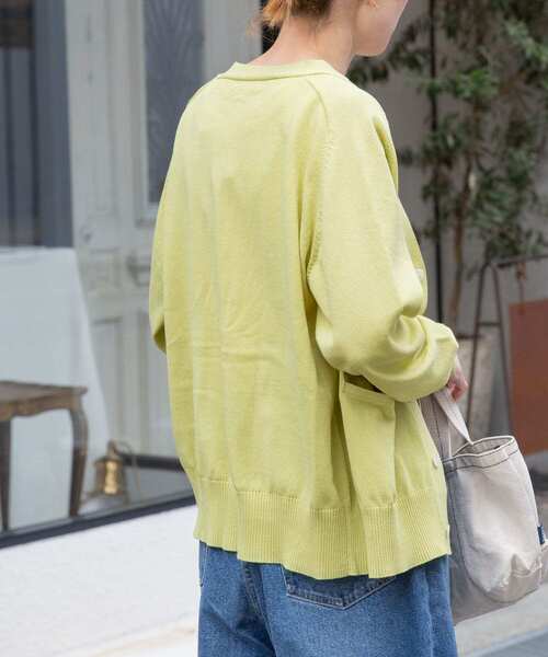 FORK&SPOON（フォークアンドスプーン）の「FORK&SPOON　マシンウォッシャブルVネックカーディガン（カーディガン/ボレロ・レディース・ネイビー/グリーン系その他/ライトグレー・1）」の5枚目の写真