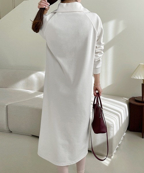 LAFFMO（ラフモ）の「ポロカラースウェットロングワンピース（ワンピース・レディース・ホワイト/ブラック・F）」の5枚目の写真