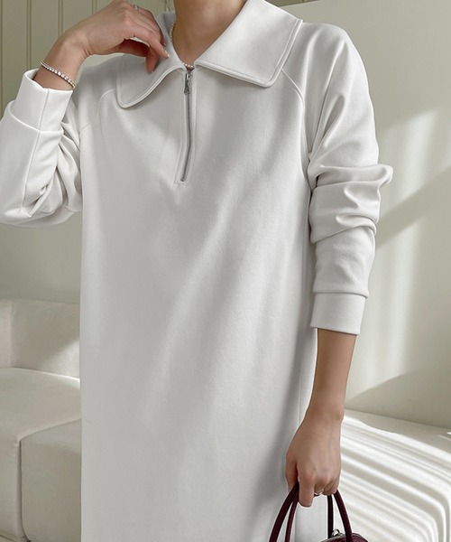 LAFFMO（ラフモ）の「ポロカラースウェットロングワンピース（ワンピース・レディース・ホワイト/ブラック・F）」の11枚目の写真