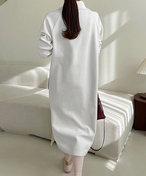 LAFFMO（ラフモ）の「ポロカラースウェットロングワンピース（ワンピース・レディース・ホワイト/ブラック・F）」の16枚目の写真