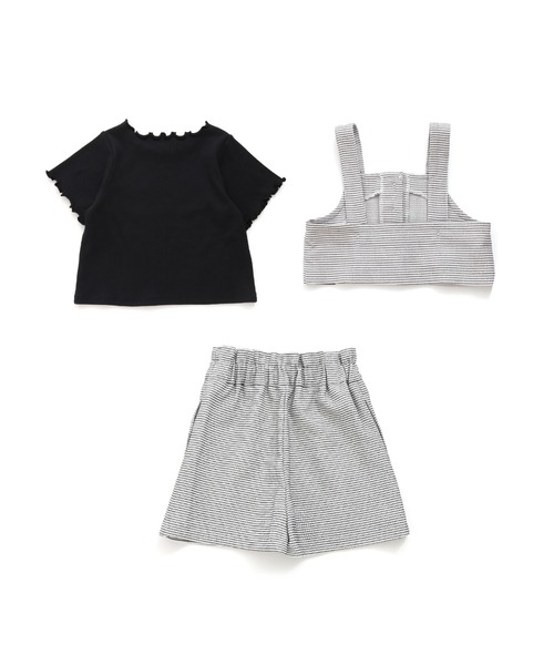JENNI love（ジェニィラブ）の「【3点セット・ウエスト調整可能】リブT＋ビスチェ＋ショーパンセット（Tシャツ/カットソー・キッズ・オフホワイト/ブラック・140cm/130cm/160cm/150cm）」の15枚目の写真