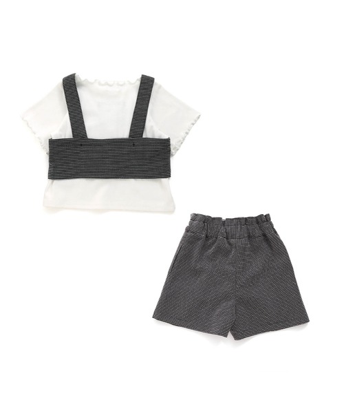 JENNI love（ジェニィラブ）の「【3点セット・ウエスト調整可能】リブT＋ビスチェ＋ショーパンセット（Tシャツ/カットソー・キッズ・オフホワイト/ブラック・140cm/130cm/160cm/150cm）」の17枚目の写真