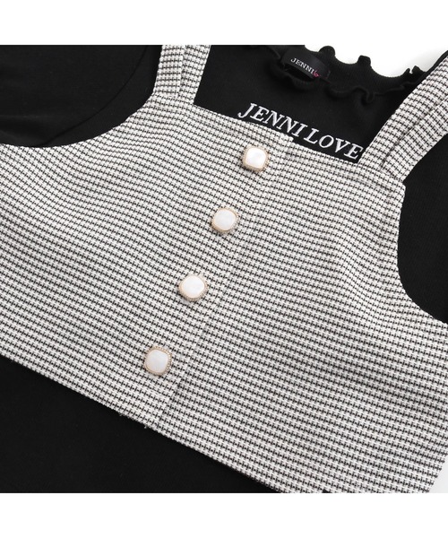 JENNI love（ジェニィラブ）の「【3点セット・ウエスト調整可能】リブT＋ビスチェ＋ショーパンセット（Tシャツ/カットソー・キッズ・オフホワイト/ブラック・140cm/130cm/160cm/150cm）」の22枚目の写真
