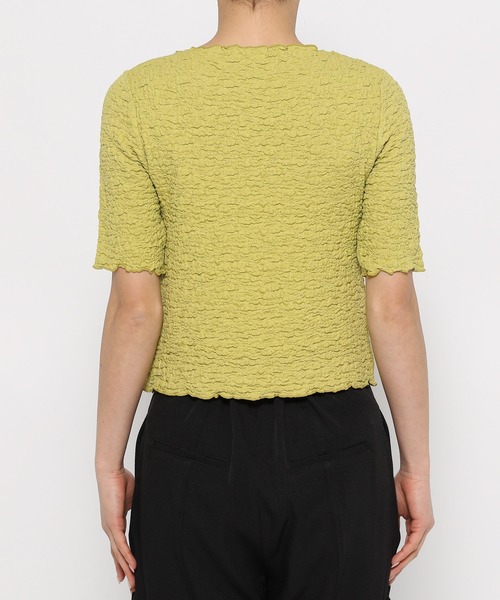 mysty woman（ミスティウーマン）の「［追加1］シャーリングクルーネックプルオーバー 116896（Tシャツ/カットソー・レディース・ブルー/オフホワイト/ライトグリーン/ブラック/オレンジ・FREE）」の14枚目の写真