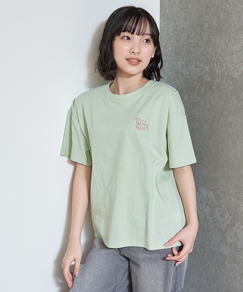 LOVETOXIC(ラブトキシック)の「【コットン100%】ワンポイント刺しゅう990半T(Tシャツ/カットソー・キッズ・オフホワイト/ピンク/ライトグリーン/チャコール・S/M/L)」の19枚目の写真