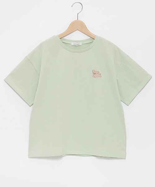 LOVETOXIC(ラブトキシック)の「【コットン100%】ワンポイント刺しゅう990半T(Tシャツ/カットソー・キッズ・オフホワイト/ピンク/ライトグリーン/チャコール・S/M/L)」の13枚目の写真