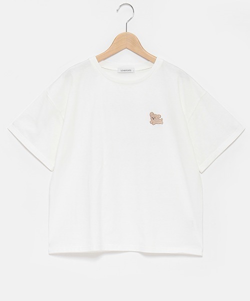 LOVETOXIC(ラブトキシック)の「【コットン100%】ワンポイント刺しゅう990半T(Tシャツ/カットソー・キッズ・オフホワイト/ピンク/ライトグリーン/チャコール・S/M/L)」の15枚目の写真
