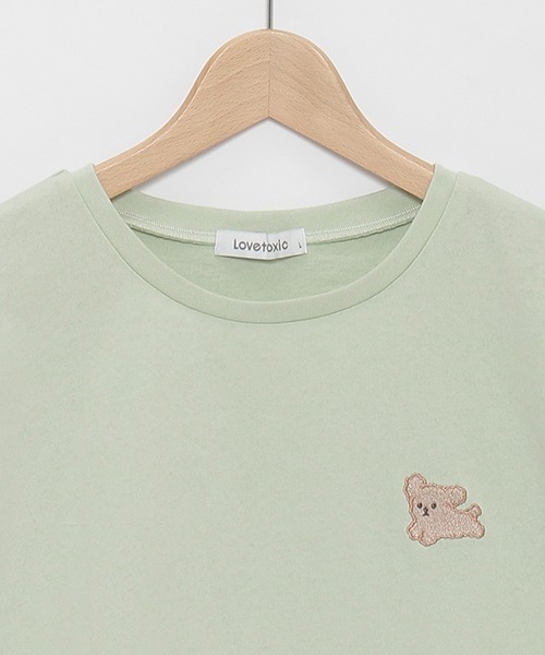 LOVETOXIC(ラブトキシック)の「【コットン100%】ワンポイント刺しゅう990半T(Tシャツ/カットソー・キッズ・オフホワイト/ピンク/ライトグリーン/チャコール・S/M/L)」の11枚目の写真