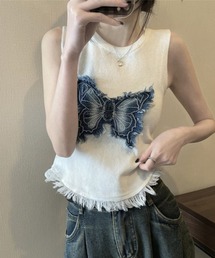 Ritzy | 蝶デザイン ノースリーブトップス(Tシャツ/カットソー)