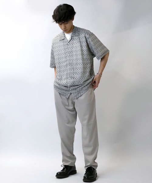 Starting Over（スターティングオーバー）の「balfas lace open collar shirt/バルファス レース 半袖 オープンカラー シアーシャツ（シャツ/ブラウス・メンズ・ブルー/ブラック/ブラウン・M/L/XL）」の16枚目の写真