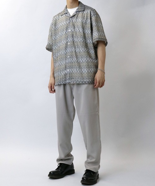 Starting Over（スターティングオーバー）の「balfas lace open collar shirt/バルファス レース 半袖 オープンカラー シアーシャツ（シャツ/ブラウス・メンズ・ブルー/ブラック/ブラウン・M/L/XL）」の19枚目の写真