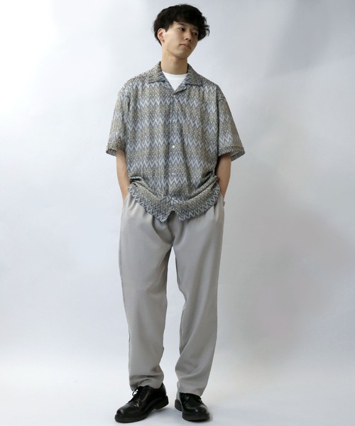 Starting Over（スターティングオーバー）の「balfas lace open collar shirt/バルファス レース 半袖 オープンカラー シアーシャツ（シャツ/ブラウス・メンズ・ブルー/ブラック/ブラウン・M/L/XL）」の20枚目の写真