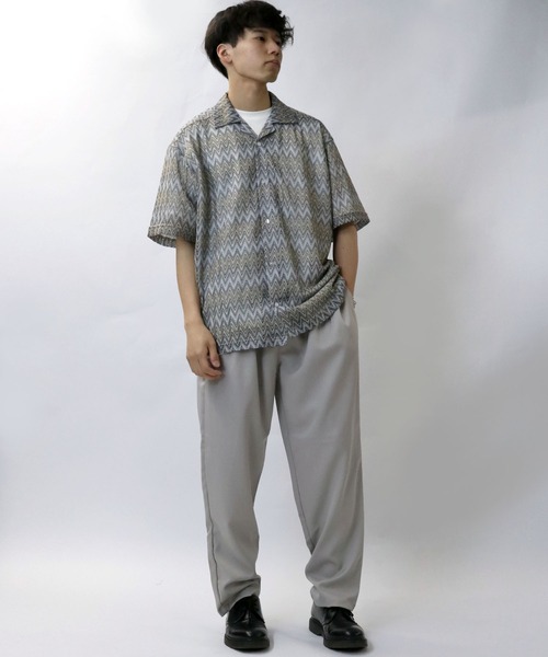 Starting Over（スターティングオーバー）の「balfas lace open collar shirt/バルファス レース 半袖 オープンカラー シアーシャツ（シャツ/ブラウス・メンズ・ブルー/ブラック/ブラウン・M/L/XL）」の21枚目の写真