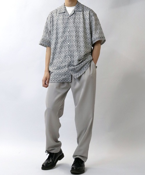 Starting Over（スターティングオーバー）の「balfas lace open collar shirt/バルファス レース 半袖 オープンカラー シアーシャツ（シャツ/ブラウス・メンズ・ブルー/ブラック/ブラウン・M/L/XL）」の15枚目の写真