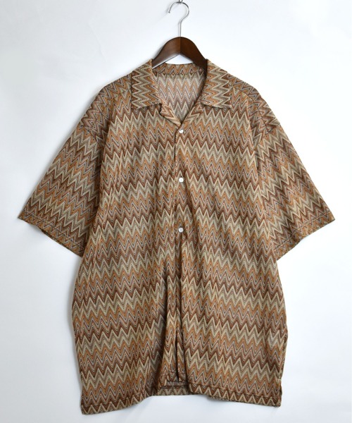 Starting Over（スターティングオーバー）の「balfas lace open collar shirt/バルファス レース 半袖 オープンカラー シアーシャツ（シャツ/ブラウス・メンズ・ブルー/ブラック/ブラウン・M/L/XL）」の22枚目の写真