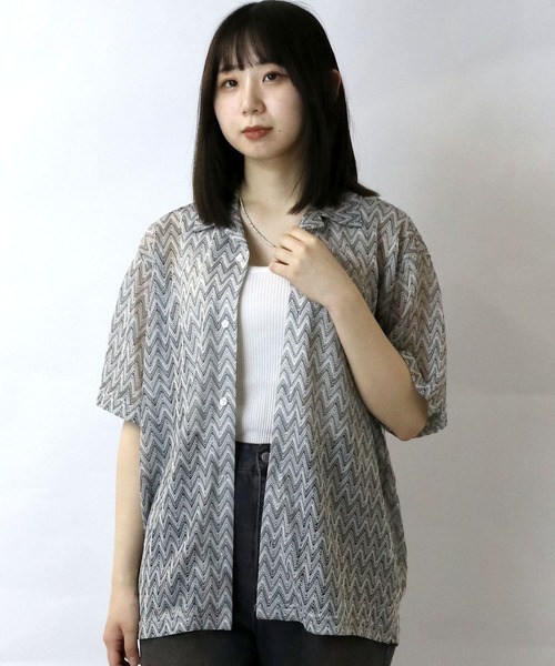 セール】balfas lace open collar shirt/バルファス レース 半袖