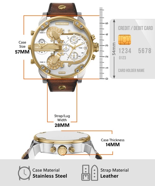 DIESEL(ディーゼル)の「ディーゼル 腕時計 メンズ アナログ レザー DZ7483(アナログ腕時計・メンズ・ブラウン・FREE)」の6枚目の写真