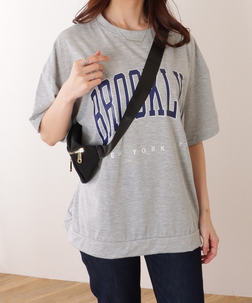 Lace Ladies(レースレディース)の「カレッジロゴ風 ビッグシルエット 半袖 ドロップショルダー プルオーバー(Tシャツ/カットソー・レディース・ブラック/ダークグレー/ネイビー/ライトグレー・M/XL)」の15枚目の写真
