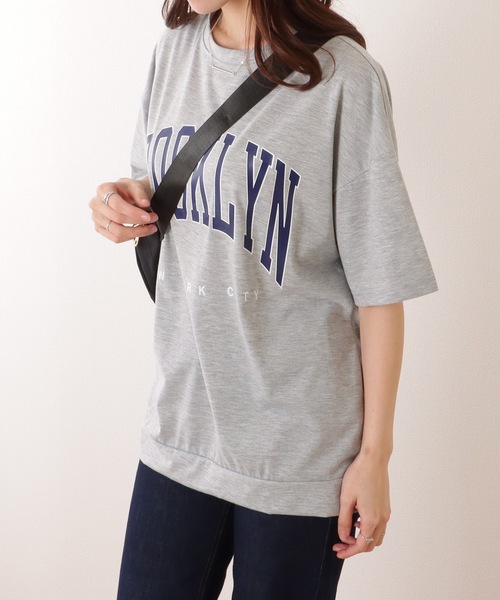 Lace Ladies(レースレディース)の「カレッジロゴ風 ビッグシルエット 半袖 ドロップショルダー プルオーバー(Tシャツ/カットソー・レディース・ブラック/ダークグレー/ネイビー/ライトグレー・M/XL)」の16枚目の写真